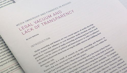 Media integrity report: Media ownership and financing in Kosovo