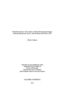Model Interventions: The Evolution of Media Development Strategies  in Bosnia-Herzegovina, Kosovo, and Macedonia from 2000 to 2007